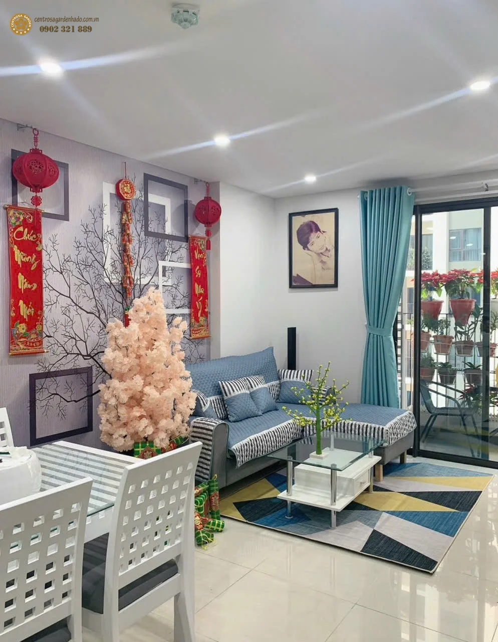 Phòng khách căn hộ 2PN Hà Đô Centrosa Iris