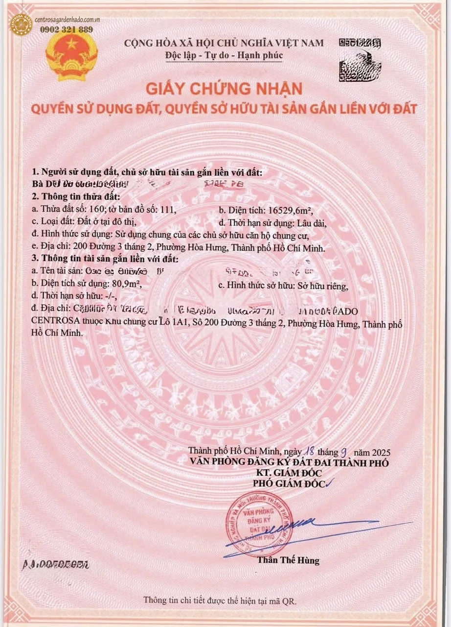 Sổ hồng chính chủ căn hộ Hà Đô Centrosa Iris