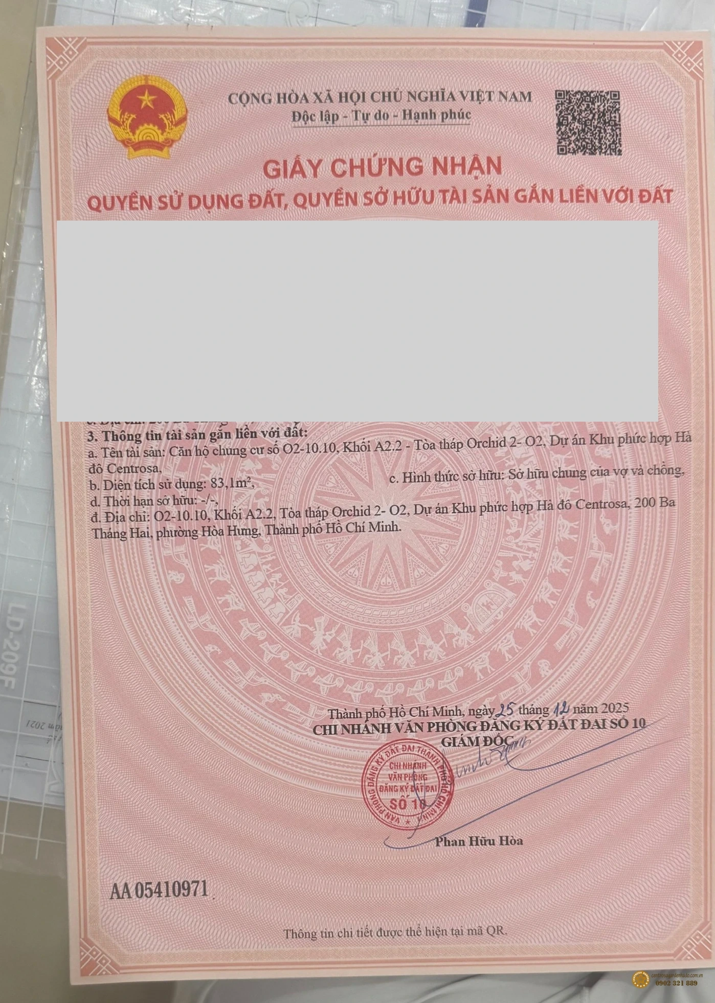 So hong chung cu Ha Do Centrosa Garden Quan 10