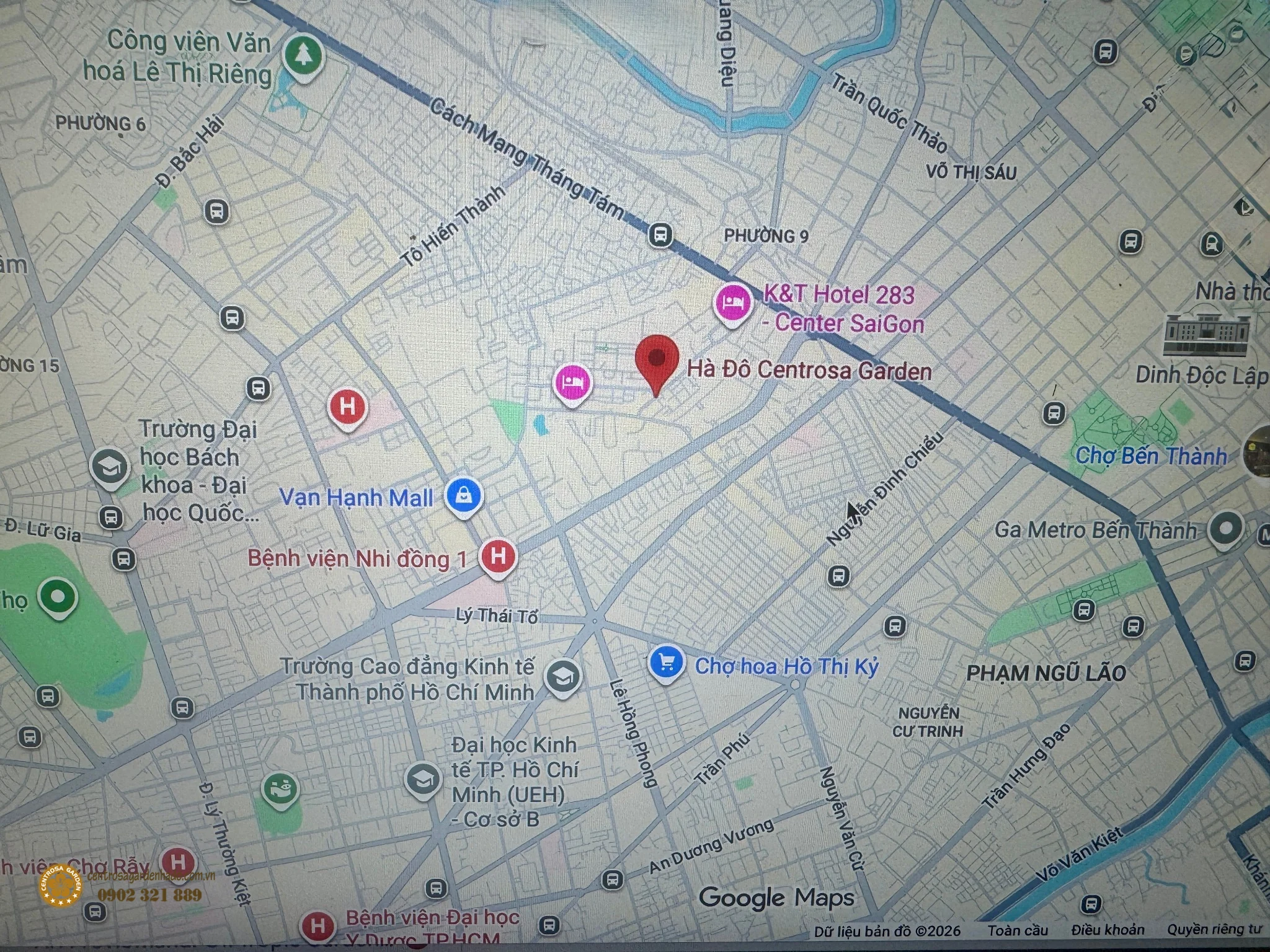 Vị trí dự án Hà Đô Centrosa Garden trên bản đồ trung tâm TP.HCM