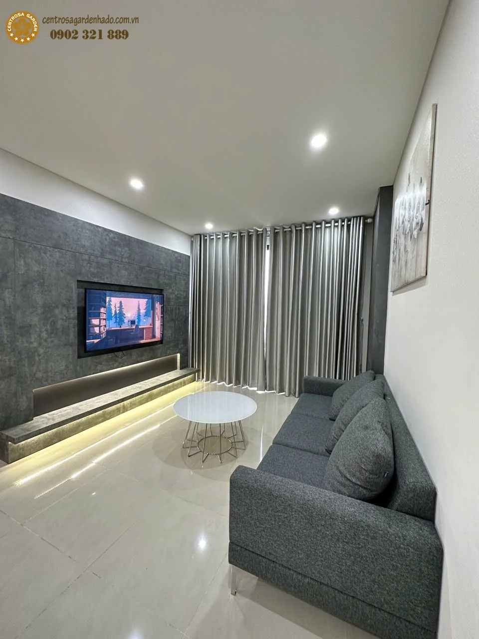 Phòng khách căn hộ cho thuê Jasmine 2 Hà Đô Centrosa 2 phòng ngủ 86m²
